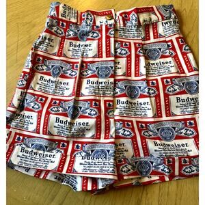 VTG 70s Budweiser Beer Pop Art Shorts Deadstock High Waist Booty Crisp Canvas S